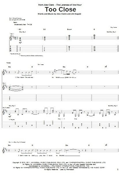 open zoom image for Too Close - Guitar TAB, New, Main
