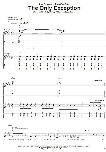 open zoom image for The Only Exception - Guitar TAB, New, Main