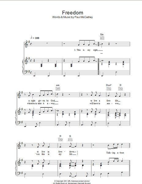 open zoom image for Freedom - Piano/Vocal/Guitar, New, Main