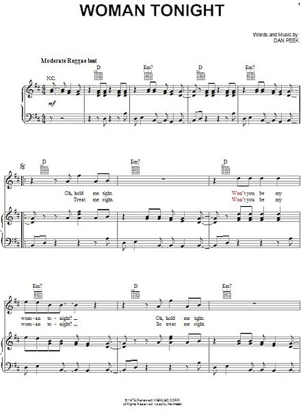 open zoom image for Woman Tonight - Piano/Vocal/Guitar, New, Main