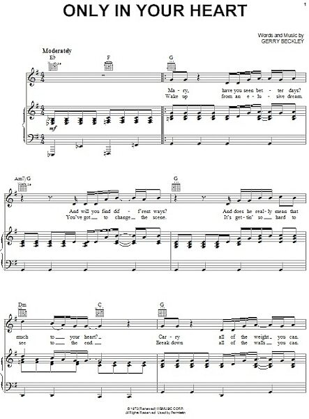 open zoom image for Only In Your Heart - Piano/Vocal/Guitar, New, Main