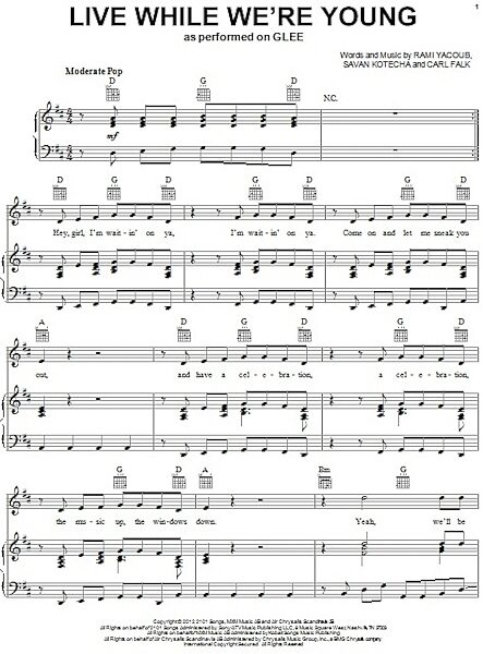 open zoom image for Live While We're Young - Piano/Vocal/Guitar, New, Main