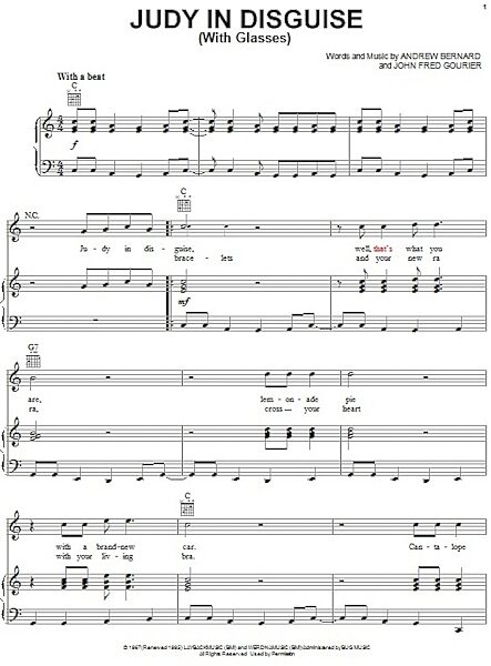 open zoom image for Judy In Disguise (With Glasses) - Piano/Vocal/Guitar, New, Main