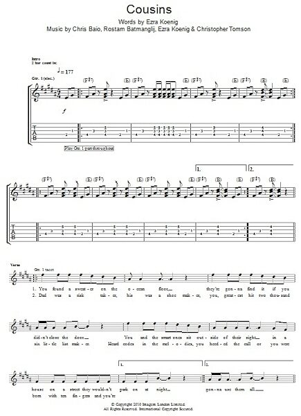 open zoom image for Cousins - Guitar TAB, New, Main
