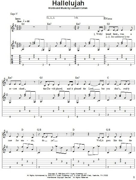 open zoom image for Hallelujah - Solo Guitar, New, Main