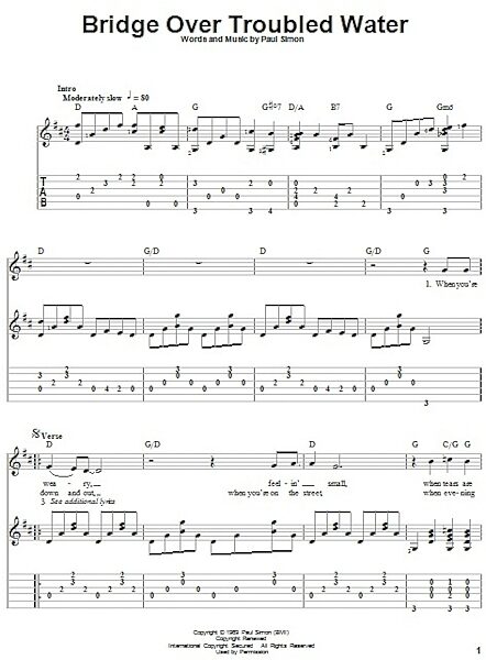 open zoom image for Bridge Over Troubled Water - Solo Guitar, New, Main