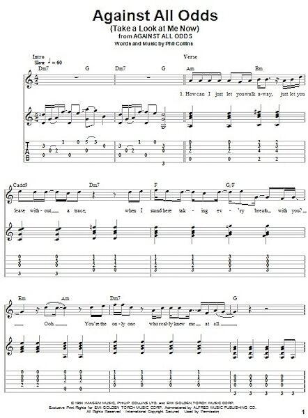open zoom image for Against All Odds (Take A Look At Me Now) - Solo Guitar, New, Main