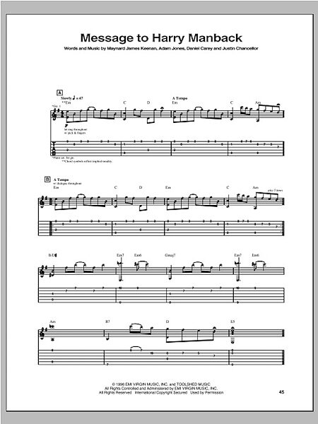 open zoom image for Message To Harry Manback - Guitar TAB, New, Main