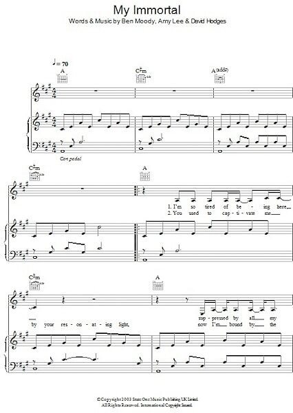 open zoom image for My Immortal - Piano/Vocal/Guitar, New, Main