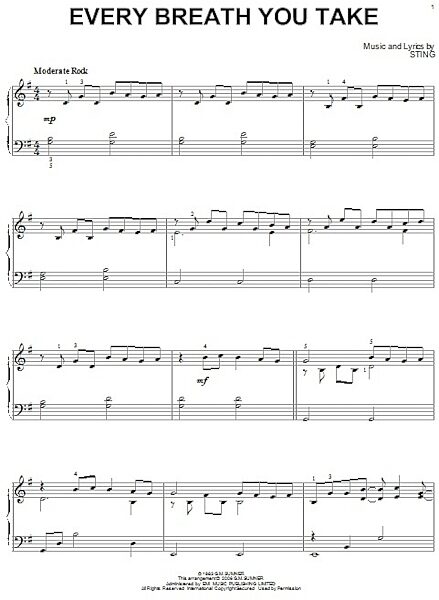 open zoom image for Every Breath You Take - Piano Solo, New, Main