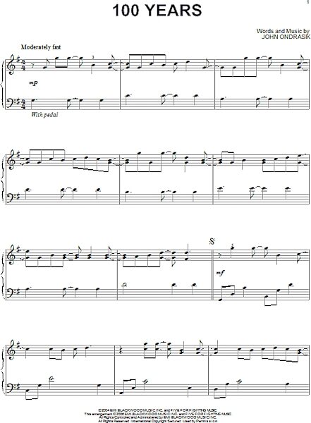 open zoom image for 100 Years - Piano Solo, New, Main