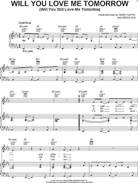 open zoom image for Will You Love Me Tomorrow (Will You Still Love Me Tomorrow) - Piano/Vocal/Guitar, New, Main