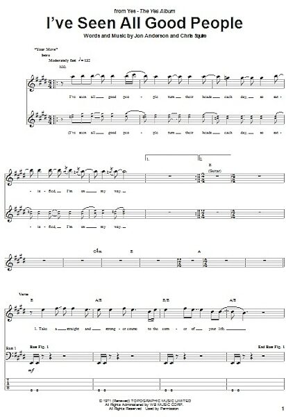 open zoom image for I've Seen All Good People - Bass Tab, New, Main