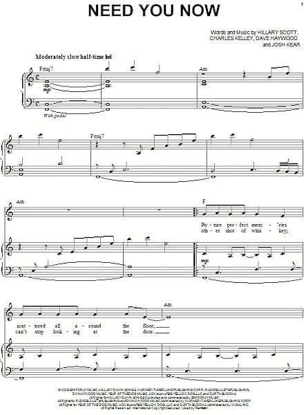 open zoom image for Need You Now - Piano Vocal, New, Main