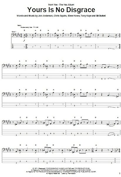 open zoom image for Yours Is No Disgrace - Bass Tab, New, Main