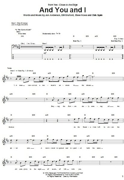 open zoom image for And You And I - Bass Tab, New, Main