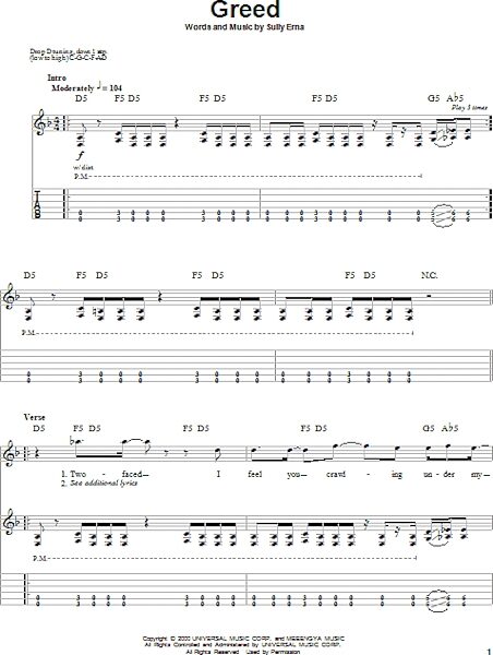 open zoom image for Greed - Guitar Tab Play-Along, New, Main