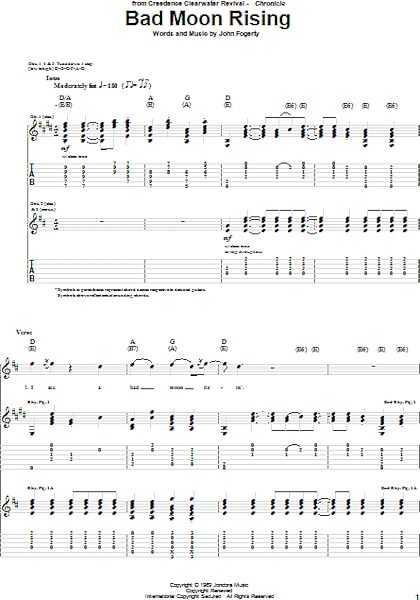 open zoom image for Bad Moon Rising - Guitar TAB, New, Main