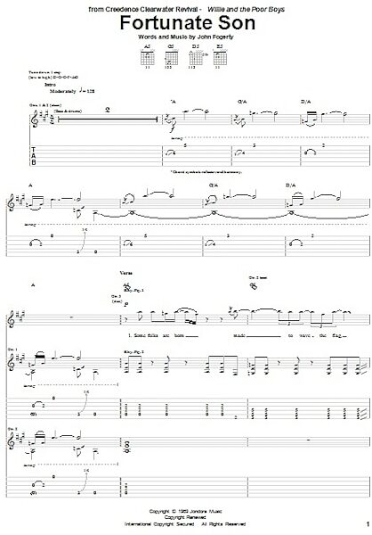 open zoom image for Fortunate Son - Guitar TAB, New, Main