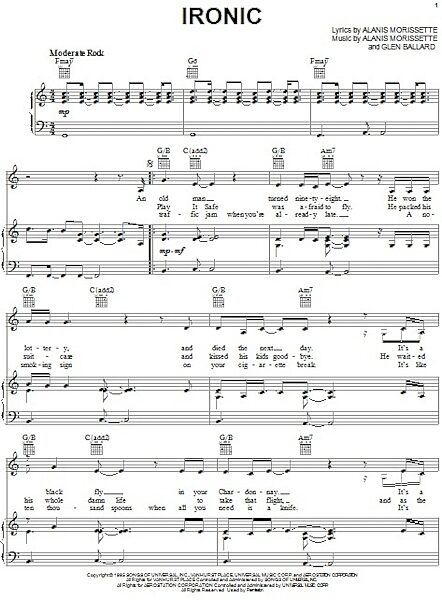 open zoom image for Ironic - Piano/Vocal/Guitar, New, Main