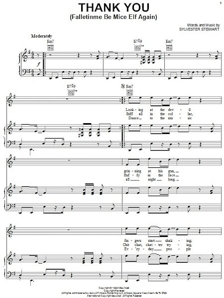 open zoom image for Thank You (Falletinme Be Mice Elf Again) - Piano/Vocal/Guitar, New, Main