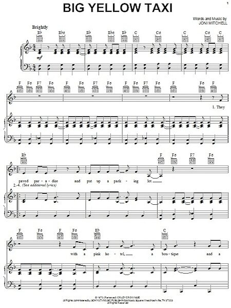 open zoom image for Big Yellow Taxi - Piano/Vocal/Guitar, New, Main
