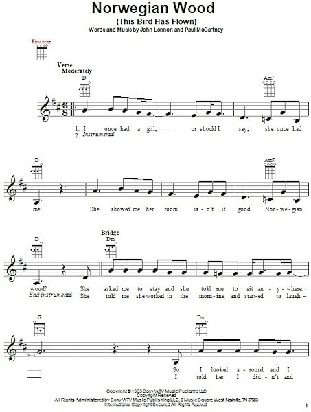 open zoom image for Norwegian Wood (This Bird Has Flown) - Ukulele, New, Main
