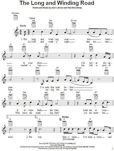 open zoom image for The Long And Winding Road - Ukulele, New, Main