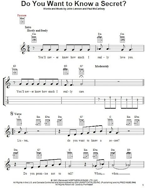 open zoom image for Do You Want To Know A Secret? - Ukulele, New, Main