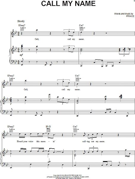 open zoom image for Call My Name - Piano/Vocal/Guitar, New, Main