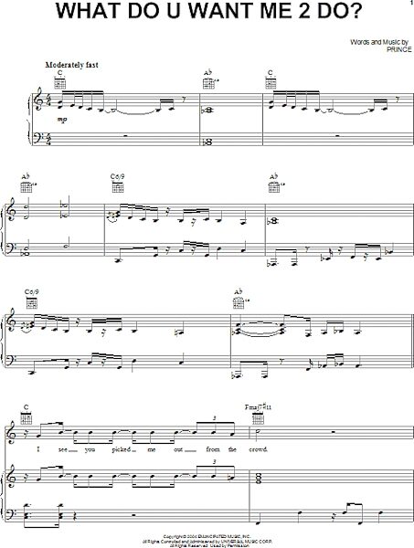 open zoom image for What Do U Want Me 2 Do? - Piano/Vocal/Guitar, New, Main