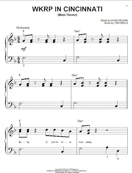 open zoom image for WKRP In Cincinnati (Main Theme) - Big Note Piano, New, Main