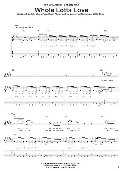 open zoom image for Whole Lotta Love - Guitar TAB, New, Main