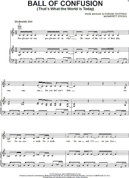 open zoom image for Ball Of Confusion (That's What The World Is Today) - Piano/Vocal/Guitar, New, Main