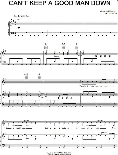 open zoom image for Can't Keep A Good Man Down - Piano/Vocal/Guitar, New, Main