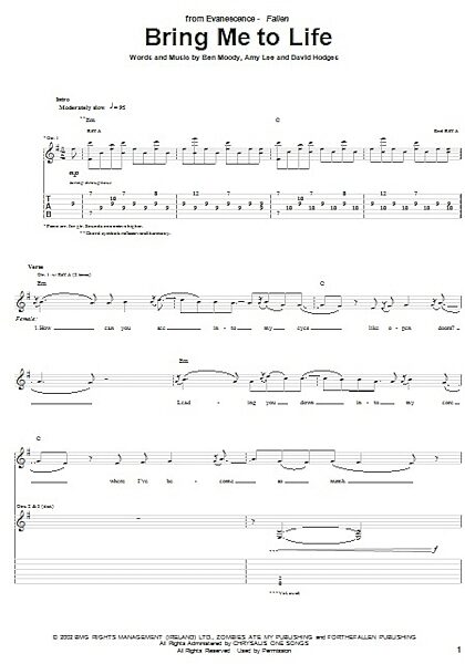 open zoom image for Bring Me To Life - Guitar TAB, New, Main