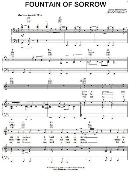 open zoom image for Fountain Of Sorrow - Piano/Vocal/Guitar, New, Main