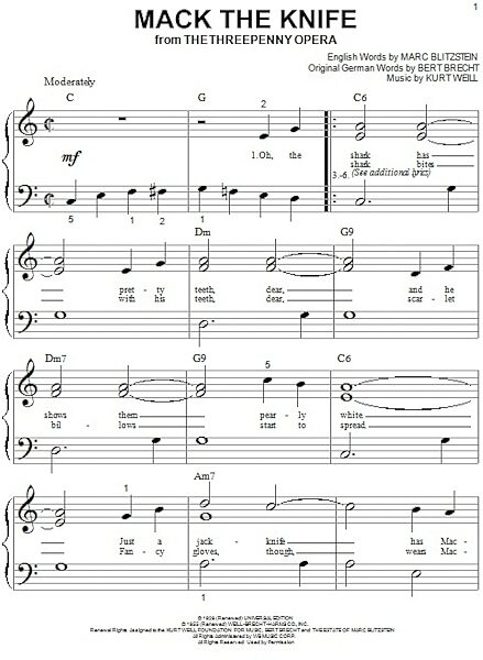 open zoom image for Mack The Knife - Big Note Piano, New, Main