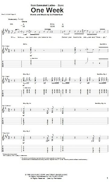 open zoom image for One Week - Guitar TAB, New, Main