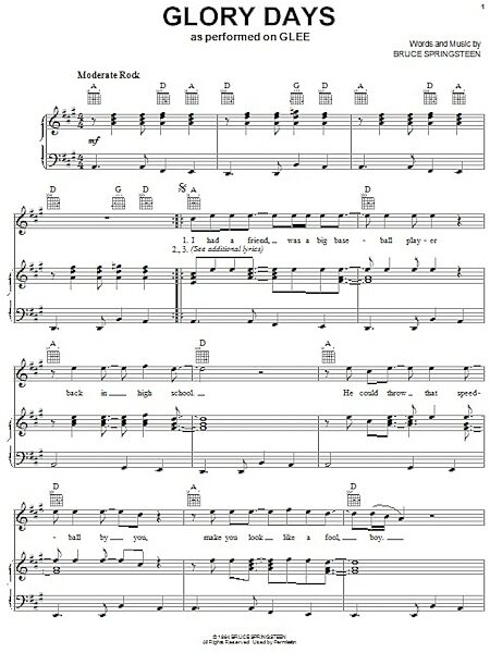 open zoom image for Glory Days - Piano/Vocal/Guitar, New, Main
