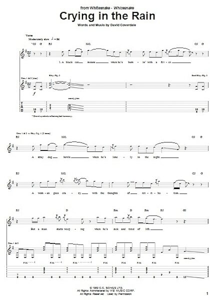 open zoom image for Crying In The Rain - Guitar TAB, New, Main