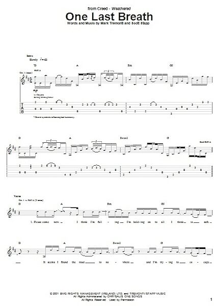 open zoom image for One Last Breath - Guitar TAB, New, Main