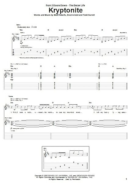 open zoom image for Kryptonite - Guitar TAB, New, Main