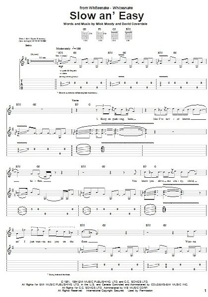 open zoom image for Slow An' Easy - Guitar TAB, New, Main