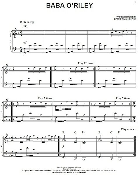 open zoom image for Baba O'Riley - Easy Piano, New, Main