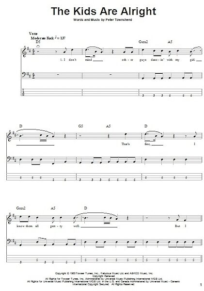 open zoom image for The Kids Are Alright - Bass Tab, New, Main