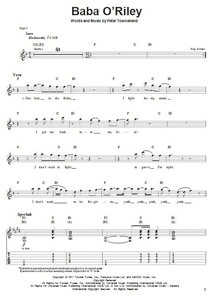 open zoom image for Baba O'Riley - Guitar Tab Play-Along, New, Main