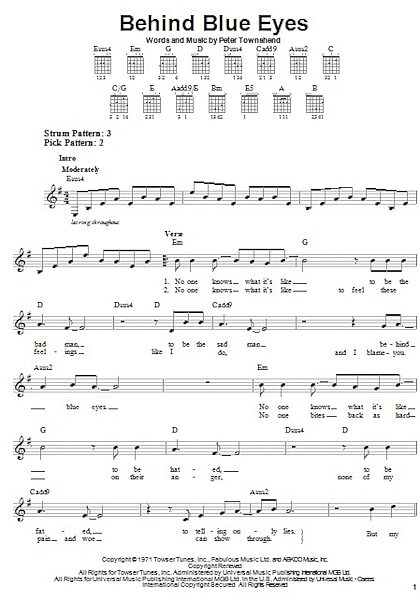 open zoom image for Behind Blue Eyes - Easy Guitar, New, Main