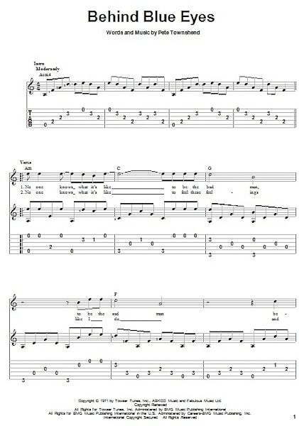 open zoom image for Behind Blue Eyes - Solo Guitar, New, Main