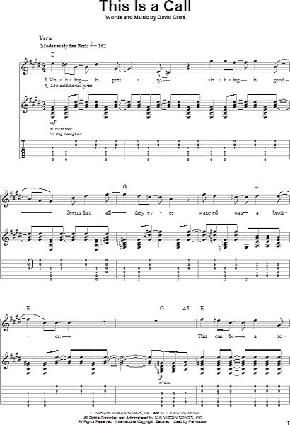 open zoom image for This Is A Call - Guitar Tab Play-Along, New, Main